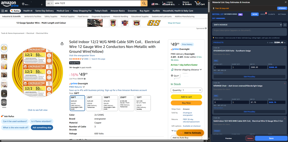 Material List — lista de materiales